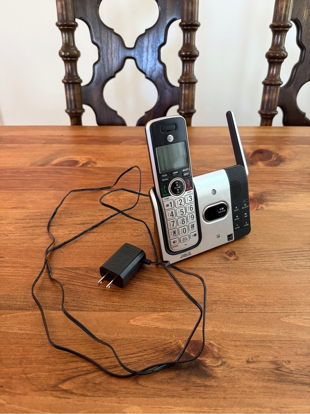 AT&T Cordless Home Phone with Answering Machine - Silver & Black